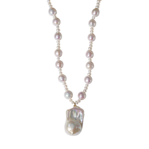 White Bold Baroque Pearl Pendant Necklace - House Of Pearls