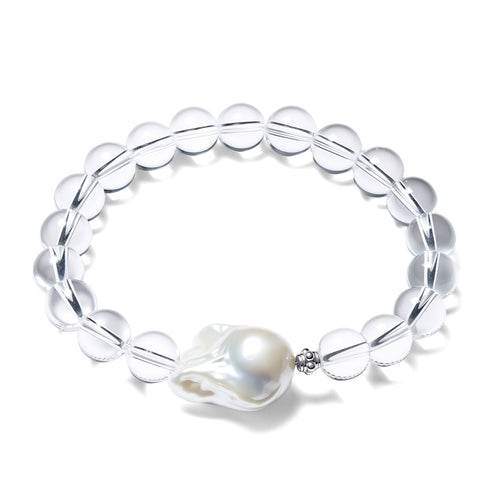 White Crystal Beads Baroque Pearl Bracelet