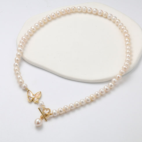 Butterfly Pendant Freshwater Pearl Strand Necklace - House Of Pearls