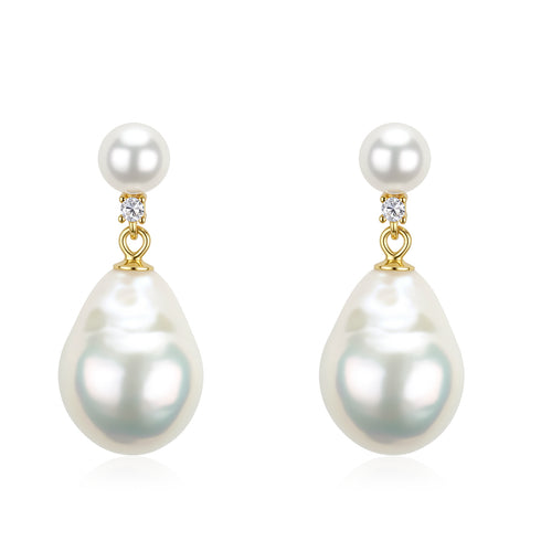 10-12mm Waterdrop Baroque Pearl Earrings