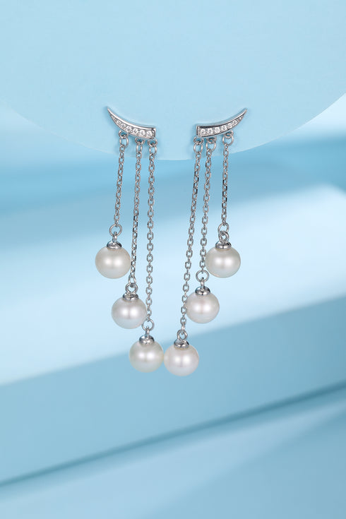 6-7mm Freshwater Pearl & Dynamic Triple Drop Earrings - House Of Pearls