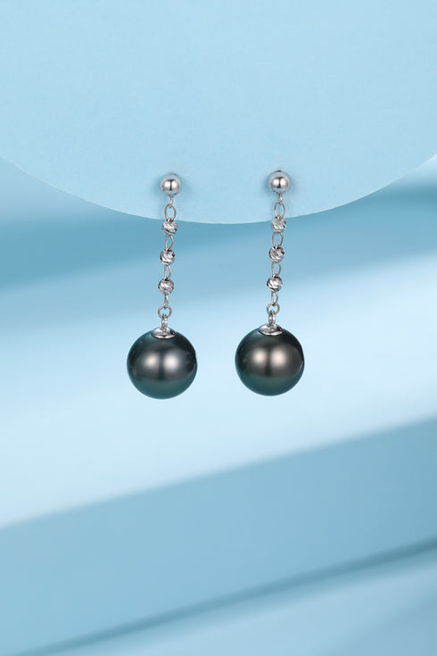 8-9mm Tahitian Pearl & Beaded Long Drop Earrings - House Of Pearls
