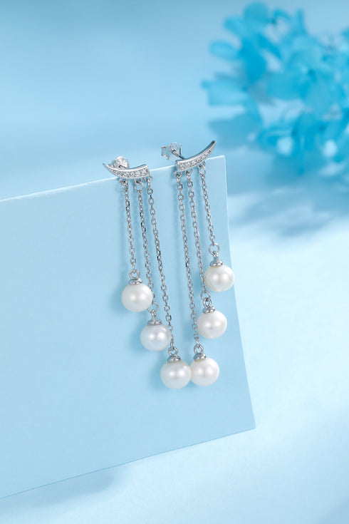 6-7mm Freshwater Pearl & Dynamic Triple Drop Earrings - House Of Pearls