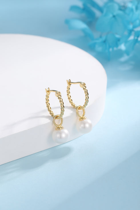 8-9mm Freshwater Pearl & Twist Hoop Detachable Earrings - House Of Pearls