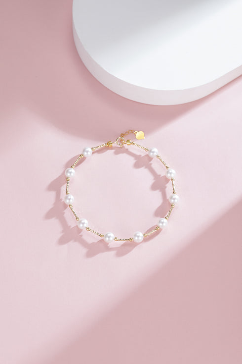 6-7mm Freshwater Pearl Tincup Bracelet 18K Gold - Bracelets made with hand-selected pearls from House of Pearls
