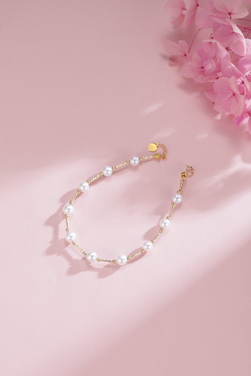 6-7mm Freshwater Pearl Tincup Bracelet 18K Gold - Bracelets made with hand-selected pearls from House of Pearls