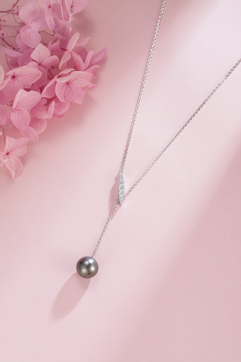 11-12mm Tahitian Pearl Y-Knot Necklace - House Of Pearls