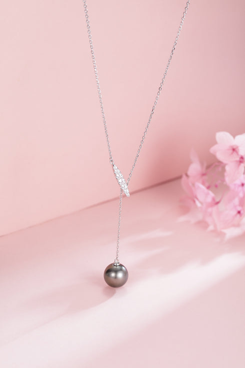 11-12mm Tahitian Pearl Y-Knot Necklace - House Of Pearls