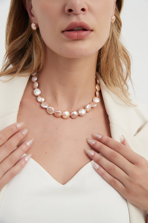Pink Coin Baroque Pearl Strand Necklace and Bracelet (Purchase Individually) - House Of Pearls