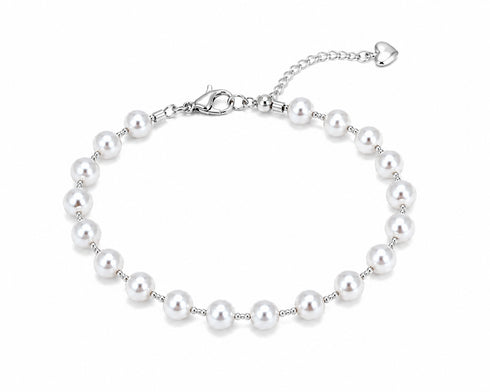 Bracelet, 5–6mm freshwater pearls on a silver chain with extender, House Of Pearls - TA