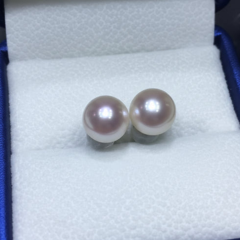 House of Pearls Aurora Button Pearl Stud Earrings, 8–10mm pink-lavender freshwater pearls, pair