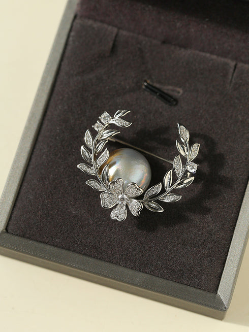 Grey Mabe Pearl Wheat Brooch - House Of Pearls