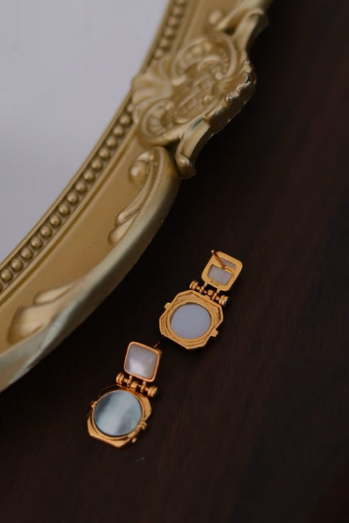 Freshwater Mabe Pearl & White Shell Earrings - House Of Pearls