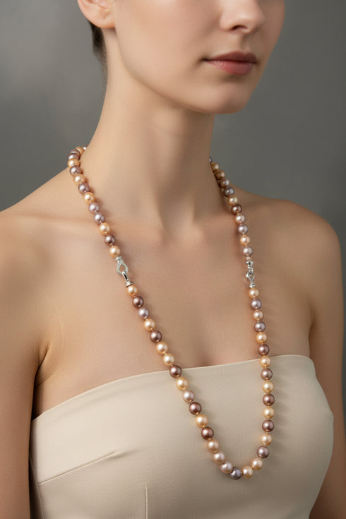 9-11mm Multicolor Freshwater Pearl Strand Necklace