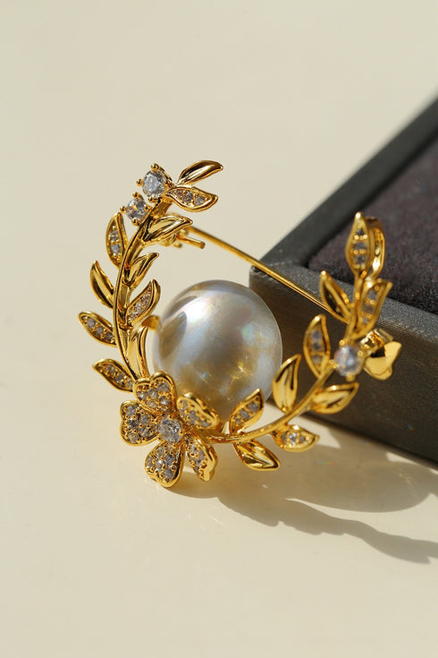 Grey Mabe Pearl Wheat Brooch - House Of Pearls
