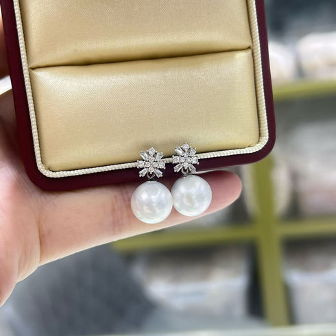 10-11mm Snowflake Freshwater Pearl Earrings