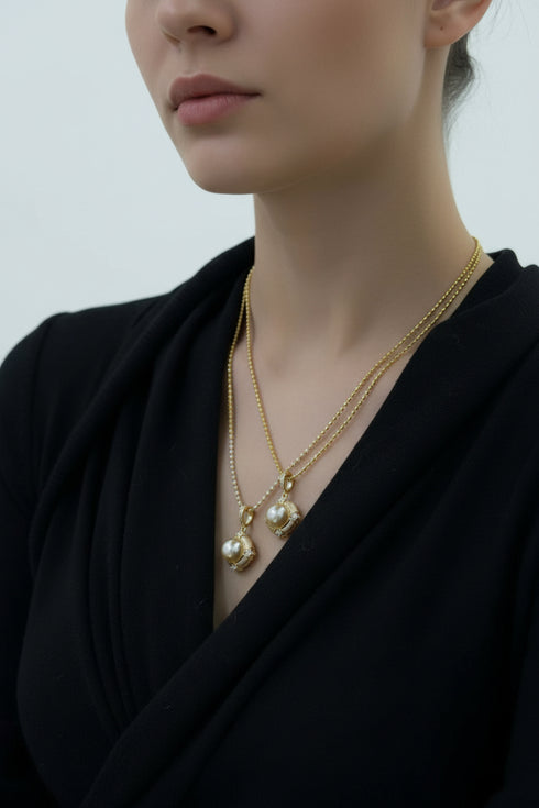 10-11mm South Sea Golden Pearl Buccellati-Inspired Pendant Necklace