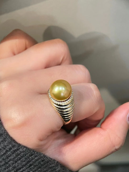 10-11mm South Sea Golden Pearl Thread Ring - Rings made with hand-selected pearls from House of Pearls