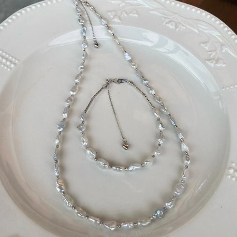 4-6mm Freshwater Keshi Pearl Necklace and Bracelet Set - House Of Pearls