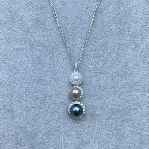 Three Pearls Radiant Trio Pearl Pendant Necklace - House Of Pearls