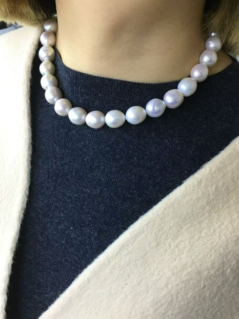 12-13mm White Large Baroque Freshwater Pearl Necklace - Necklaces made with hand-selected pearls from House of Pearls