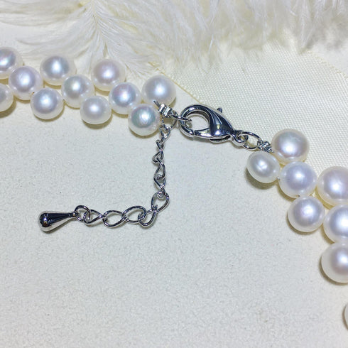 White Triple-Layer Button Pearl Strand Necklace - House Of Pearls