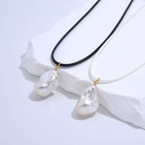 Baroque Pearl Leather Cord Necklace - House Of Pearls