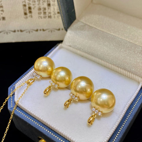 Royal Crown Golden South Sea Pearl 18K Gold Pendant Necklace