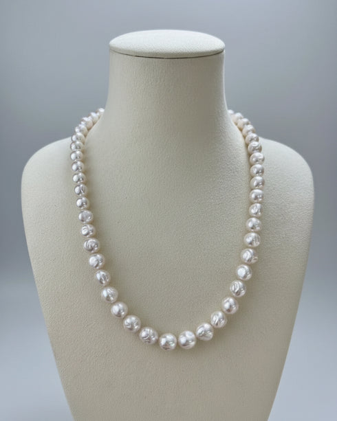 7-8.5mm Japanese Akoya White Pearl Strand Necklace - 14K White Gold