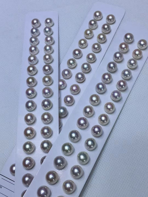 Aurora 8–10mm button pearl stud earrings, set of multiple pairs, House of Pearls on white display cards