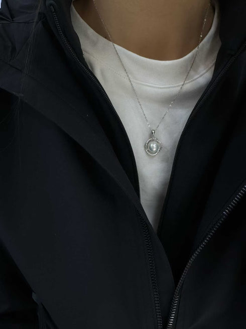 11-12mm White Freshwater Pearl & Rose Pendant Necklace - Necklaces made with hand-selected pearls from House of Pearls