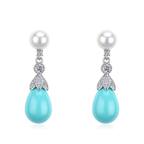 Fresheater Pearl Waterdrop Turquoise Earrings