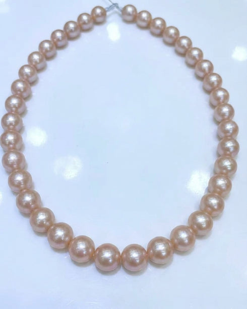9-11mm Peach Pink Edison Pearl Strand Necklace