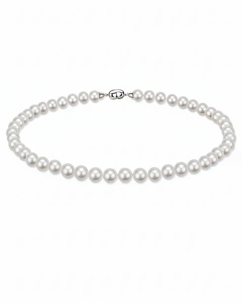 Classic 6–7mm White Freshwater Pearl Strand Necklace – AAA/AAAA Grade, Multiple Lengths