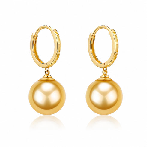 Earrings: 10–12mm Golden South Sea Pearl Daisy Earrings in 18K Gold, pair