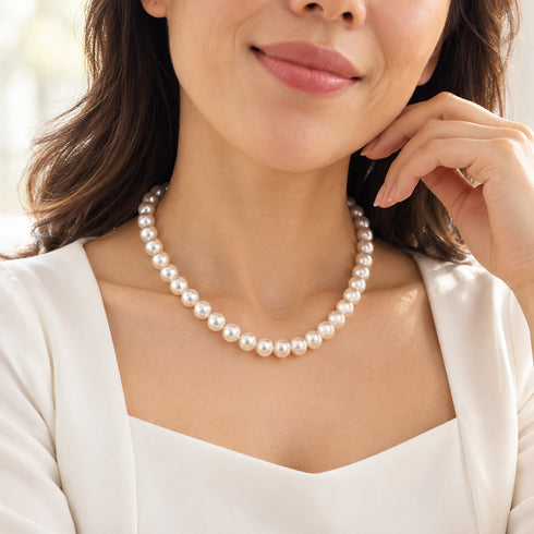 Pearl necklace Hanadama Grade 8.0–8.5mm Japanese Akoya pearls, PSL certified, House Of Pearls - TA