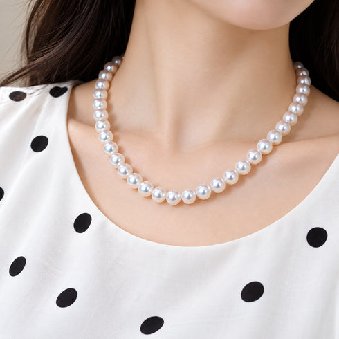 Necklace Hanadama Akoya pearls, 8.0–8.5mm, white, PSL certified, by House Of Pearls - TA.