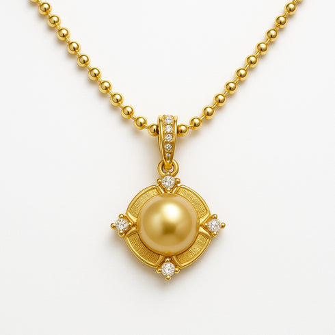 10-11mm South Sea Golden Pearl Buccellati-Inspired Pendant Necklace