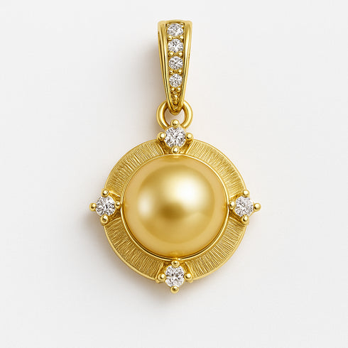 10-11mm South Sea Golden Pearl Buccellati-Inspired Pendant Necklace