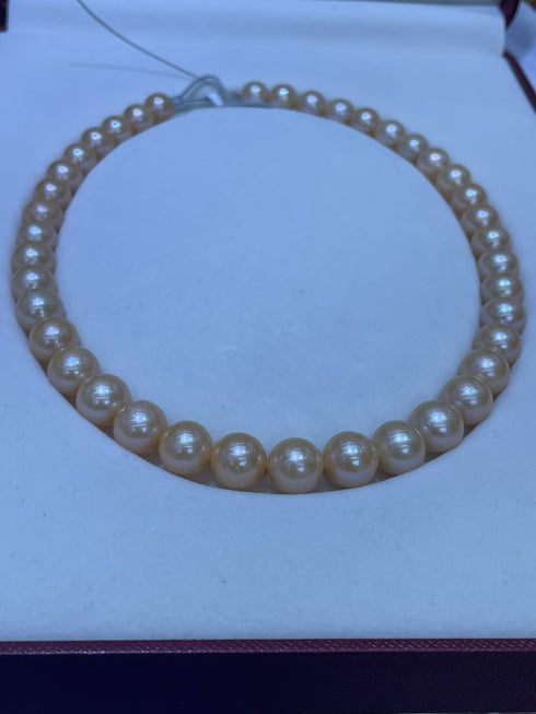 Peach Pink Edison Pearl Necklace, 9-11mm pearls, House Of Pearls XM