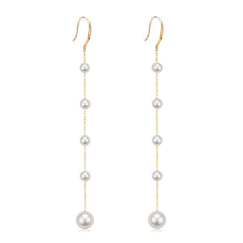 Freshwater Pearl Dangle Cluster Earrings 18K Gold - House Of Pearls