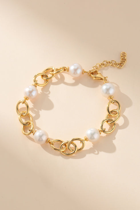 9-10mm Freshwater Pearl Chunky Silver Chain Bracelet - House Of Pearls