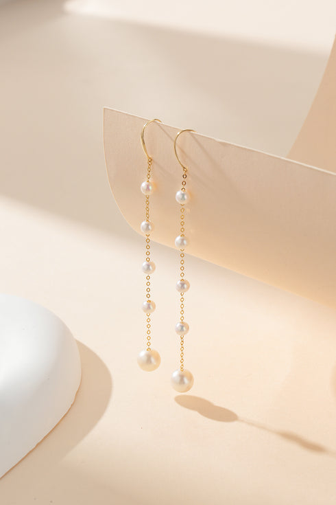 Freshwater Pearl Dangle Cluster Earrings 18K Gold - House Of Pearls