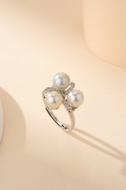 Three Color Seawater Akoya Pearl Ring - House Of Pearls