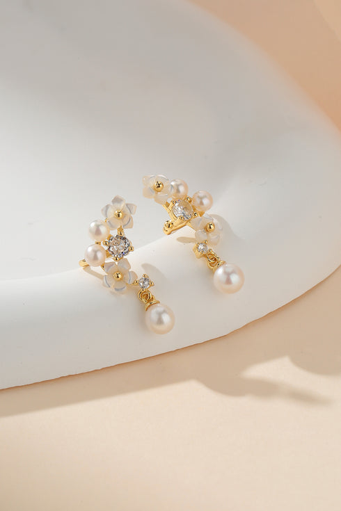 Cubic Zirconia Freshwater Pearls Ear Clip Earrings - House Of Pearls