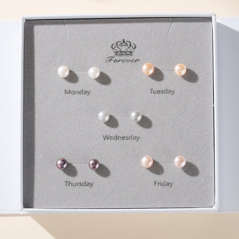 "Week of Pearls" Earring Studs Set - House Of Pearls
