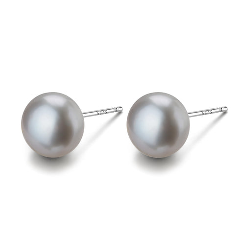 Grey Button Freshwater Pearl Stud Earrings - House Of Pearls