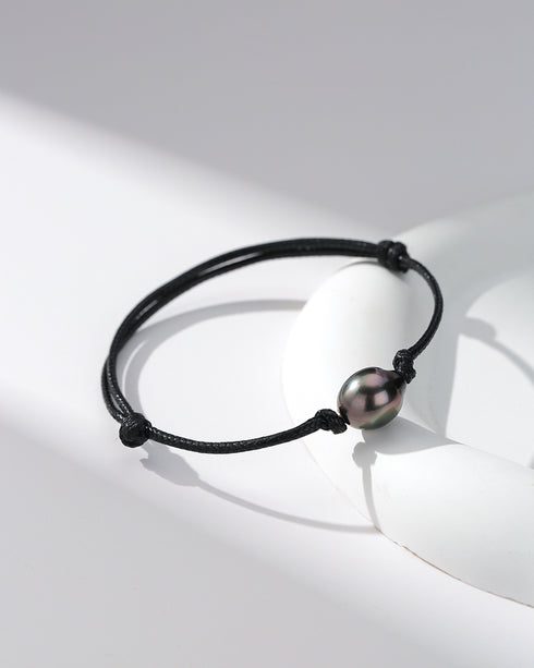 Tahitian Baroque Pearl Knotted Leather Bracelet - House Of Pearls