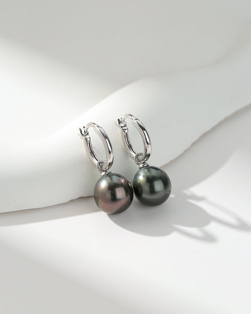 10-11mm Classic Hoop Tahitian Pearl Earrings - House Of Pearls