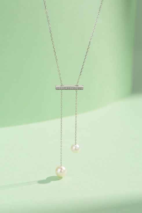 Balance Two Pearl Pendant Necklace - House Of Pearls